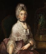 Johann Carl Loth Portrait einer Dame mit Papageienkafig oil painting on canvas